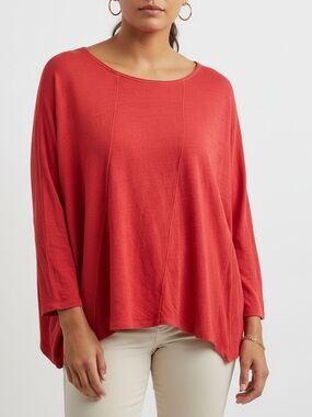 Habitat Relaxed Boatneck Linen Tunic in Coral